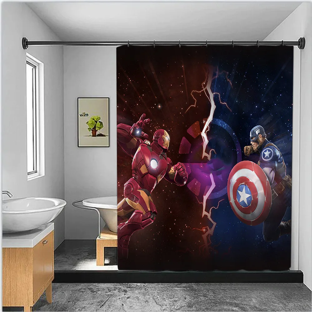 Marvel Iron-Man Shower Curtain Waterproof Polyester Fabric Paint Colorful Bath Curtains Home Bathroom Decor Curtain With Hook