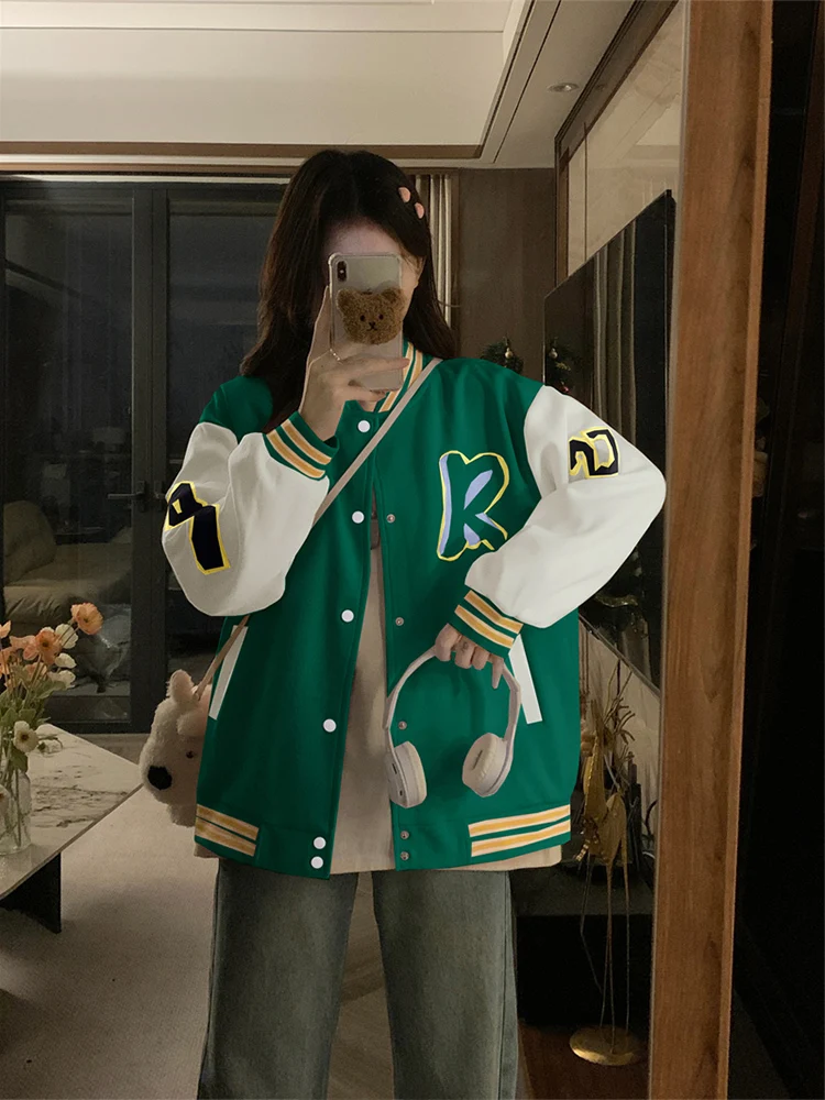 

Бейсбольные куртки, кожаные женские водолазки с защитой от столкновений, сетчатая матовая треккинговая бейсбольная форма, нерегулярная спортивная куртка на пуговицах Y2K