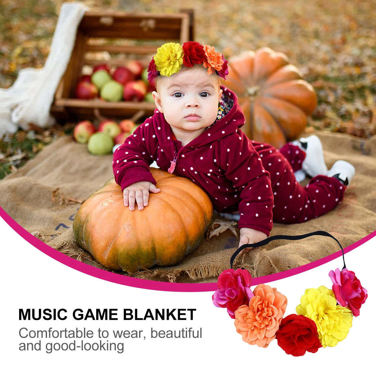 

2pcs Rose Hair Band Floral Garland Headpiece For Wedding Halloween Cosplay Bride Bridesmaid Flower Girl Adjustable Elastic