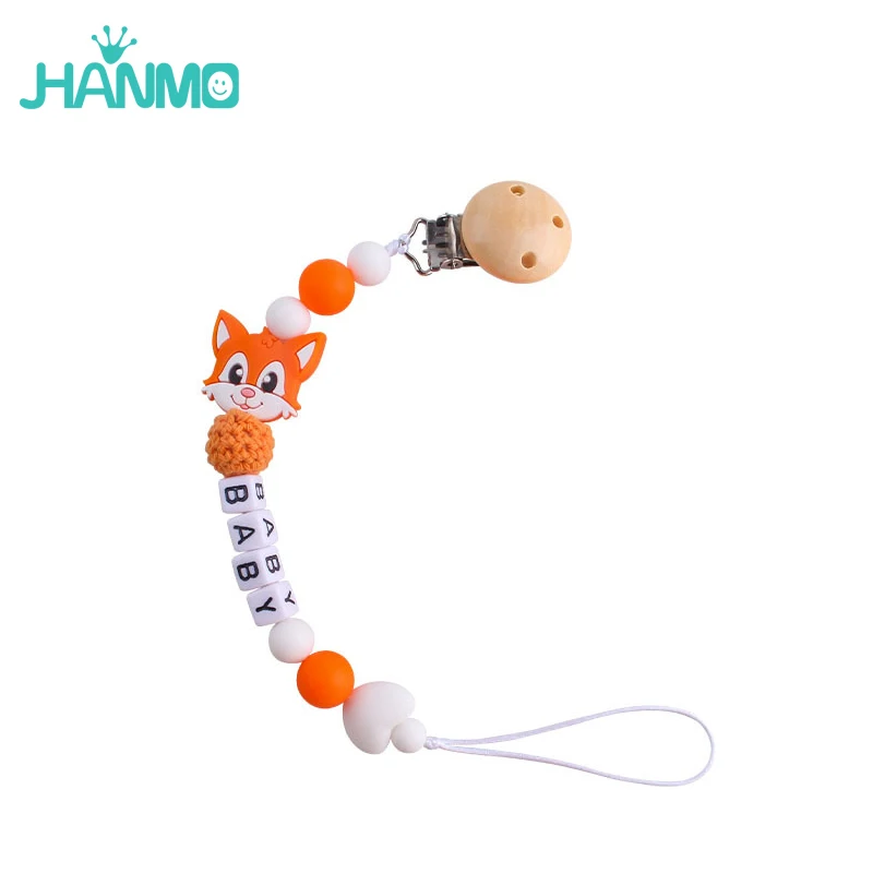 Customizable Free personalized name Baby Pacifier Chains Anti-Drop Chain Silicone cat Infant Pacifier Clips chain holder