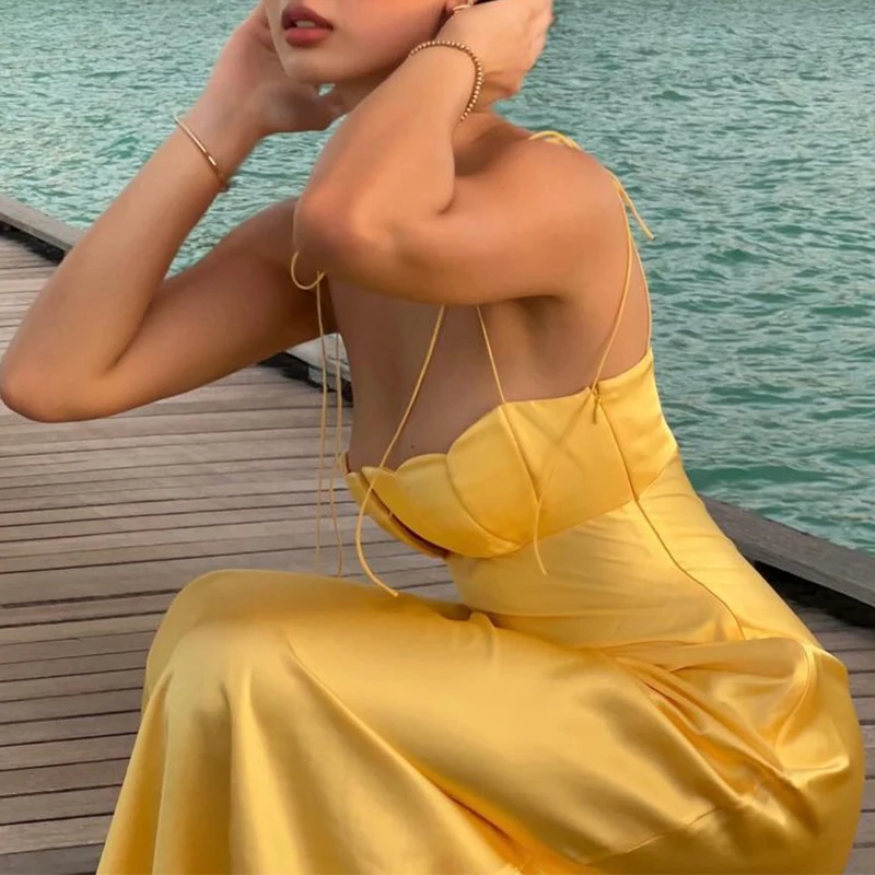 칵테일 파티 민소매 섹시한 드레스 숙녀 우아한 오프 어깨 높은 허리 슬림 드레스 여름 보우 서스펜더 새틴 이브닝 드레스