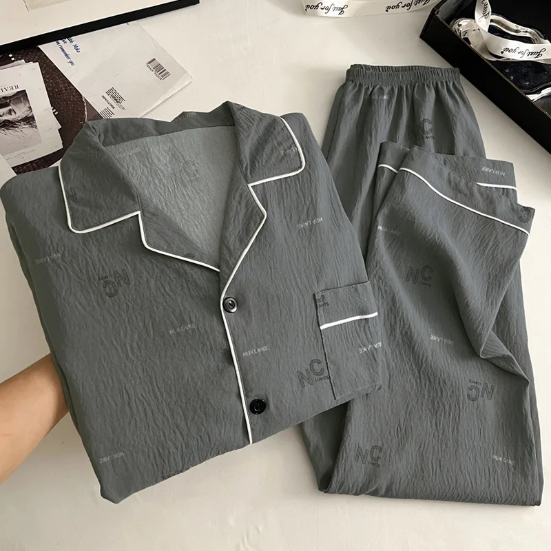 

Коллекция Весна/Осень: Мужской модный комплект для дома больших размеров из хлопка с принтом облаков и букв, свободного кроя, с длинными рукавами