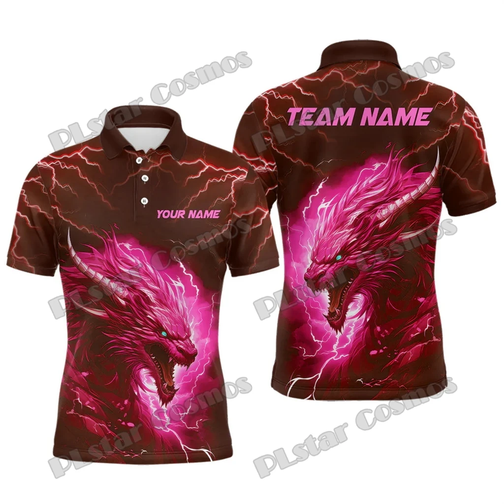 Bowling Lightning Thunder Dragon Bowling Team Customized Name 3D Printed Men's Polo Shirt Summer Unisex Casual Polo shirt UUY15