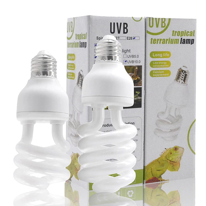 1 pièce 13/26W rayons UV économie d'énergie Terrarium lumière de se prélasser 5.0 10.0 UVB lampe pour Reptile tortue lézard serpent Reptiles lampe chauffante