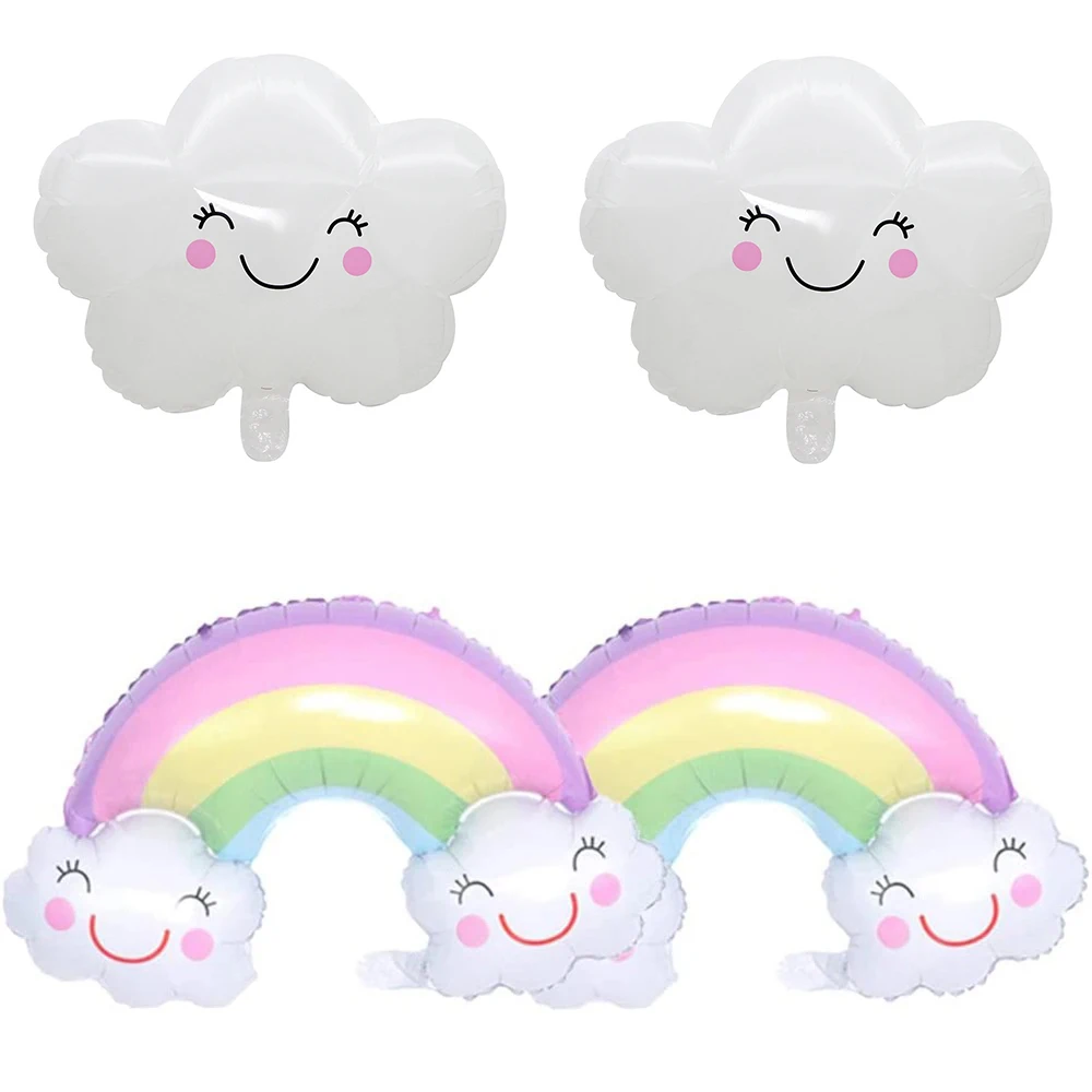 1/2pcs Big Rainbow Smile White Cloud Foil Balloon Birthday Party Decoration Kids Toy Ballon Home Decor Helium Globos Baby Shower