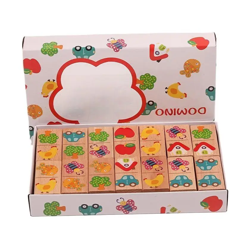 1Set Holz Domino Idiom Joint Kit kinder Spielzeug Frühen Lernen Puzzle Spiel Montessori Pädagogisches Spielzeug Für Kinder