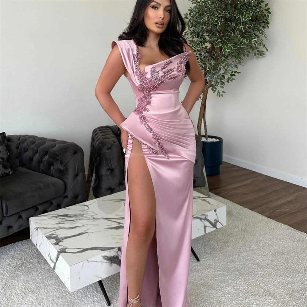 Customized  Exquisite One-shoulder Sheath Cocktail Sequin Fold S Occasion Evening Gown vestido femininoفساتين سهره نسائيه ف