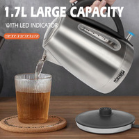 2023 Upgraded 1.7L Large Capacity Electric Kettle 2200W Stainless Steel Teapot Kitchen Household Scale Display Electric Kettle