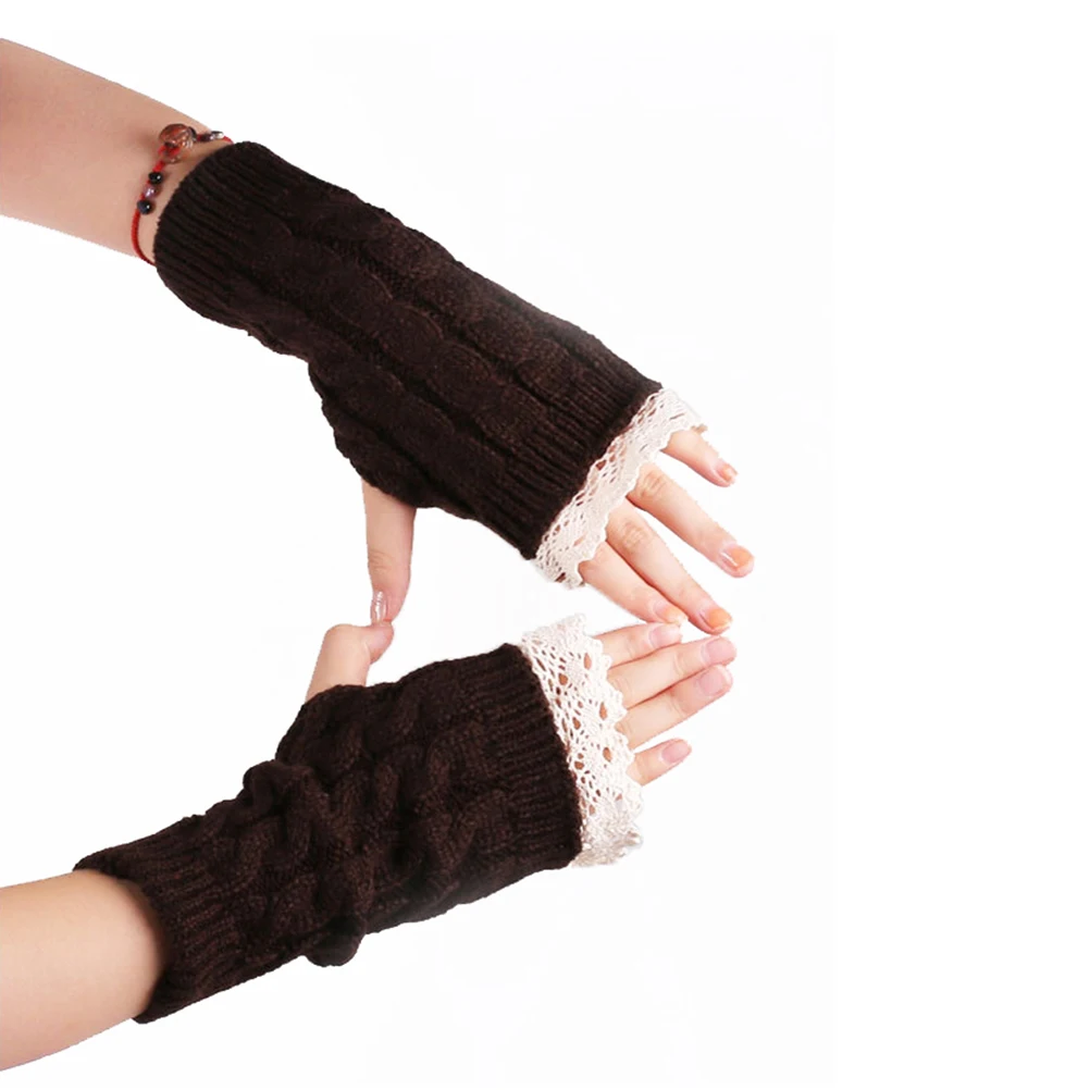 

Thermal Knitted Gloves Hand Warmers Crochet Mittens Goth Cute Fingerless Holding Long Miss