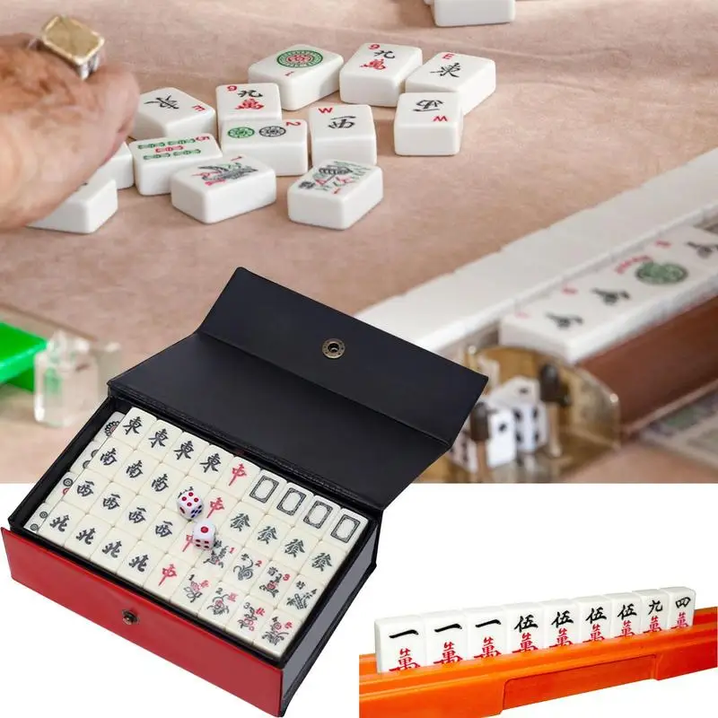 Mini Set De Mahjong Portátil – 144 Fichas + Dados, Ideal Para Viajes Y Fiestas