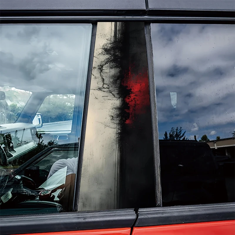 

2 pieces car center pillar stickers Cracked Flame Pattern Scratch-resistant protective film