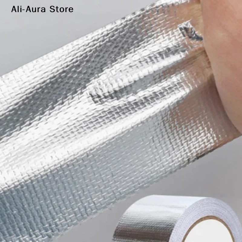 1Roll 10m*3cm Aluminum Foil Tape High Temperature Resistant Insulation Tape Manifold Downpipe Wrapping Tape Silver Tape