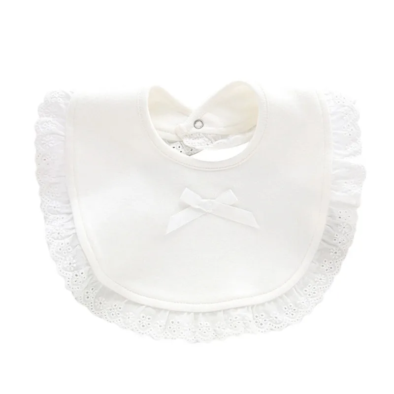 Baby Bibs Cotton Waterproof Girl Cute Bow Lace Saliva Towel Newborn Burp Bandana Scarf Infant Girls Absorbent Feeding Bib