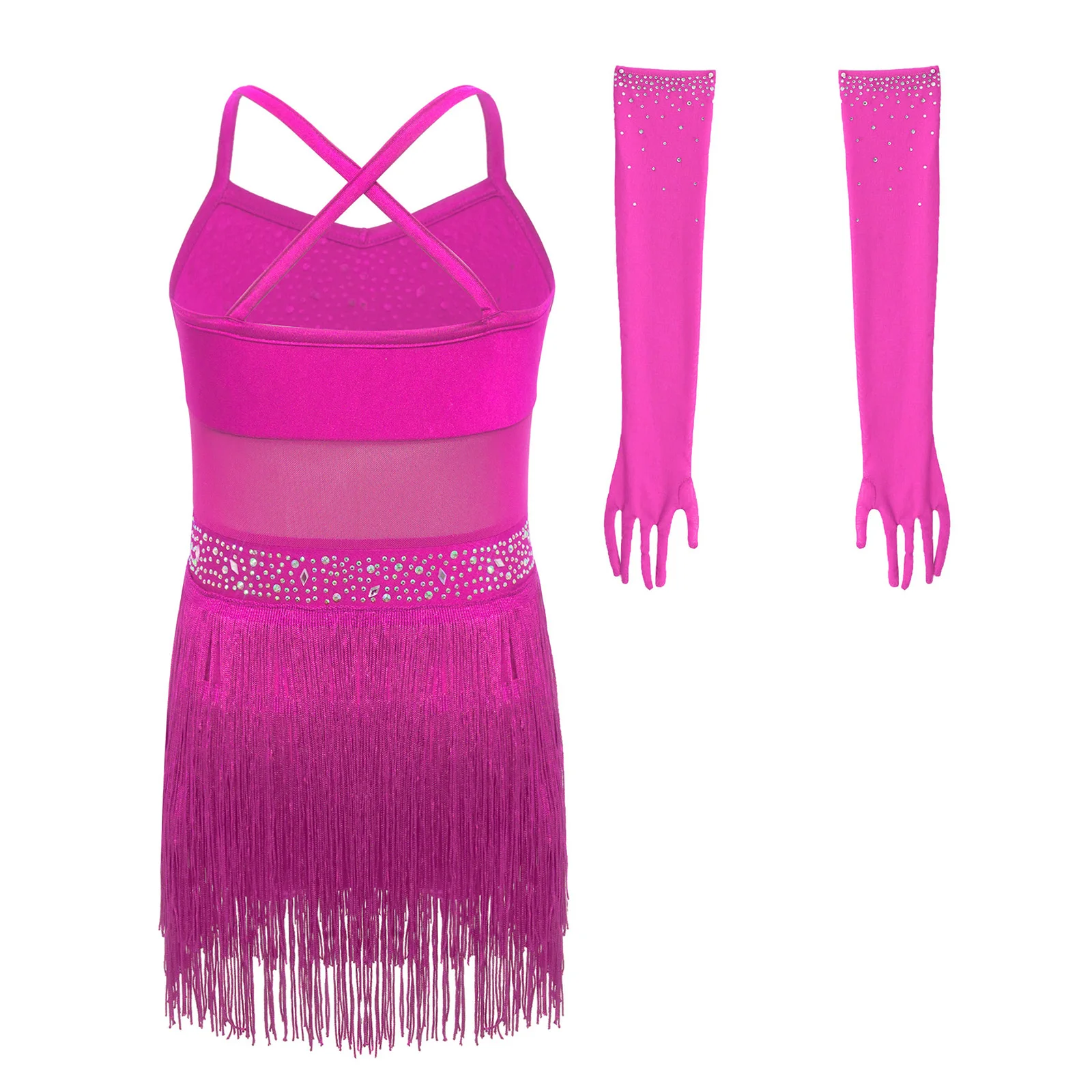 Children Girls Latin Jazz Dance Bodysuit Cha-cha Tango Rumba Samba Ballroom Salsa Ballet Skating Gymnastics Leotard Dress image 3