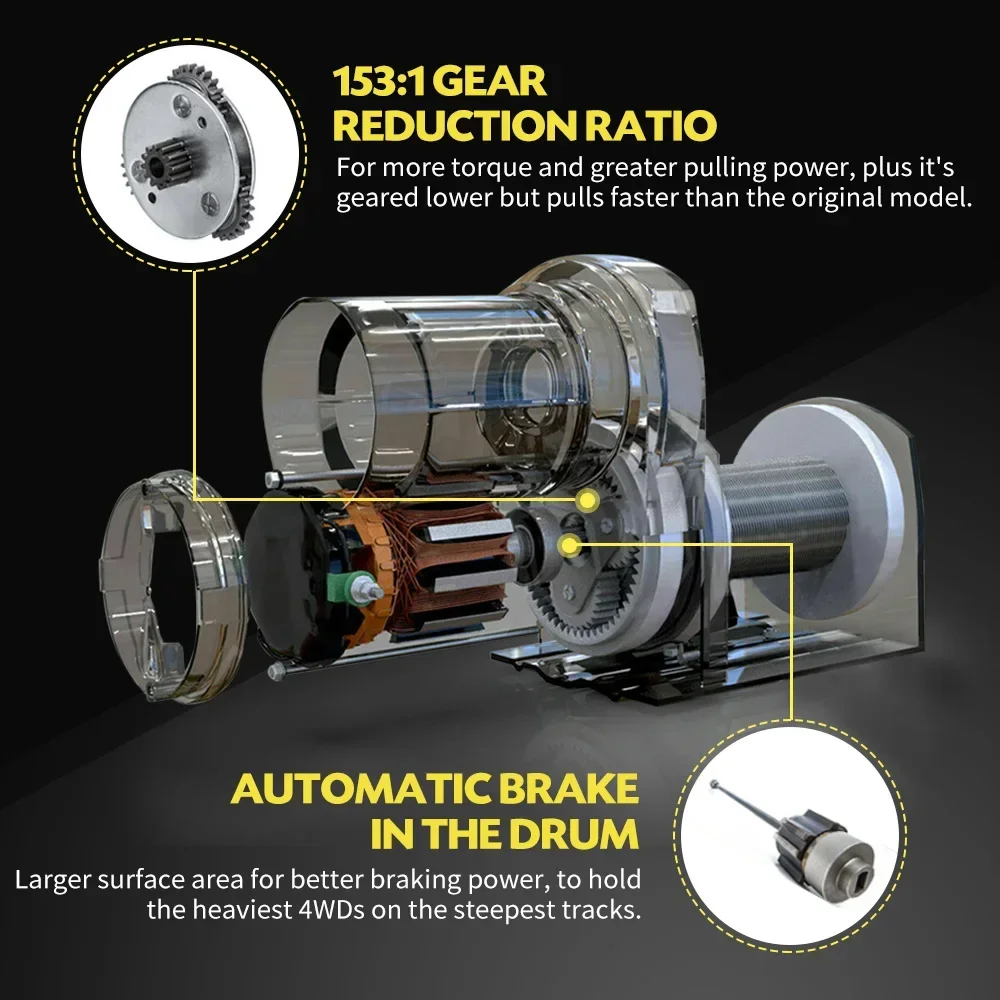 Wireless 3500LBS/2041kg 12V Boat ATV 4WD Electric Winch with Synthetic Rope