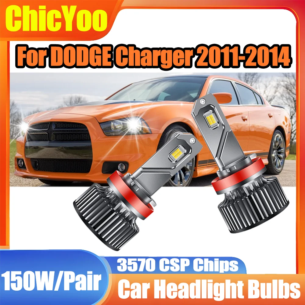 

2 шт., суперяркие светодиодные лампы для фар 35000LM, H11, H8, H9, автомобильные турбо-лампы, светодиодные фары 6000K, белые, для DODGE Charger 2011-2014 гг.