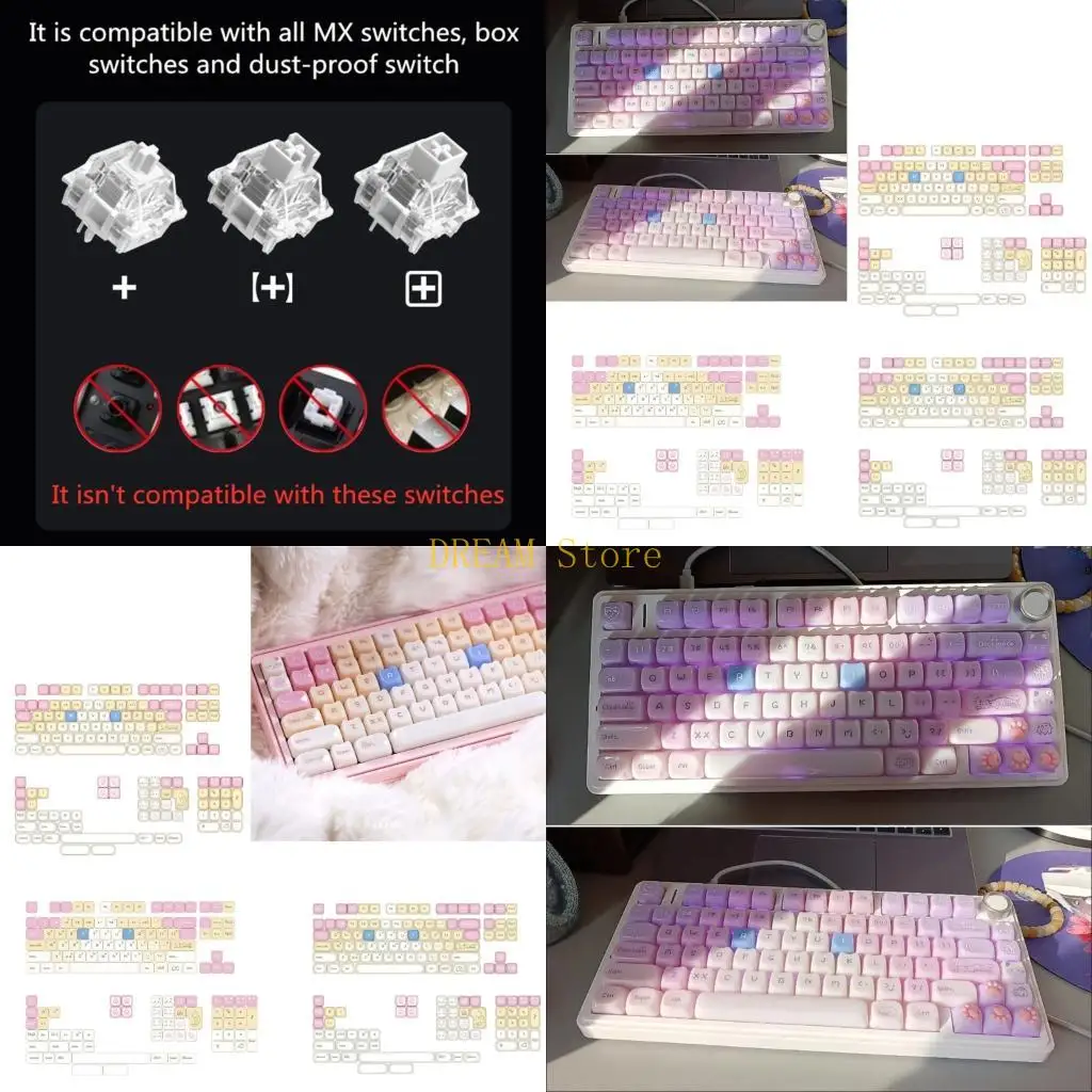 Seeets Kitten Theme Keycaps Compatible ANSI Layout Mechanical Keyboard best sale