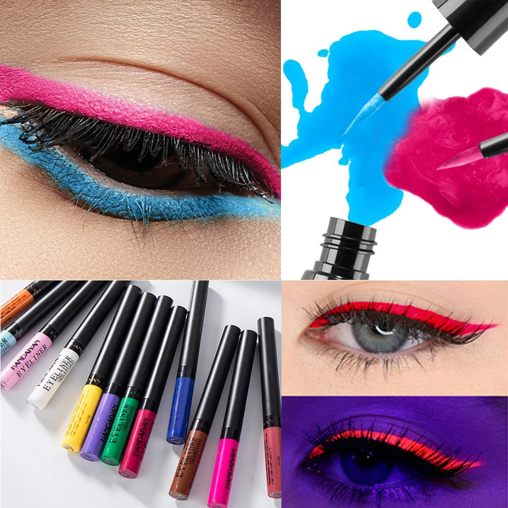 Kolorowy żel do eyelinera 12 kolorów wodoodporny trwały matowy płynny Eyeliner ołówek szybkoschnący seksowny bez blaknącego kolorowego makijażu Eyeliner