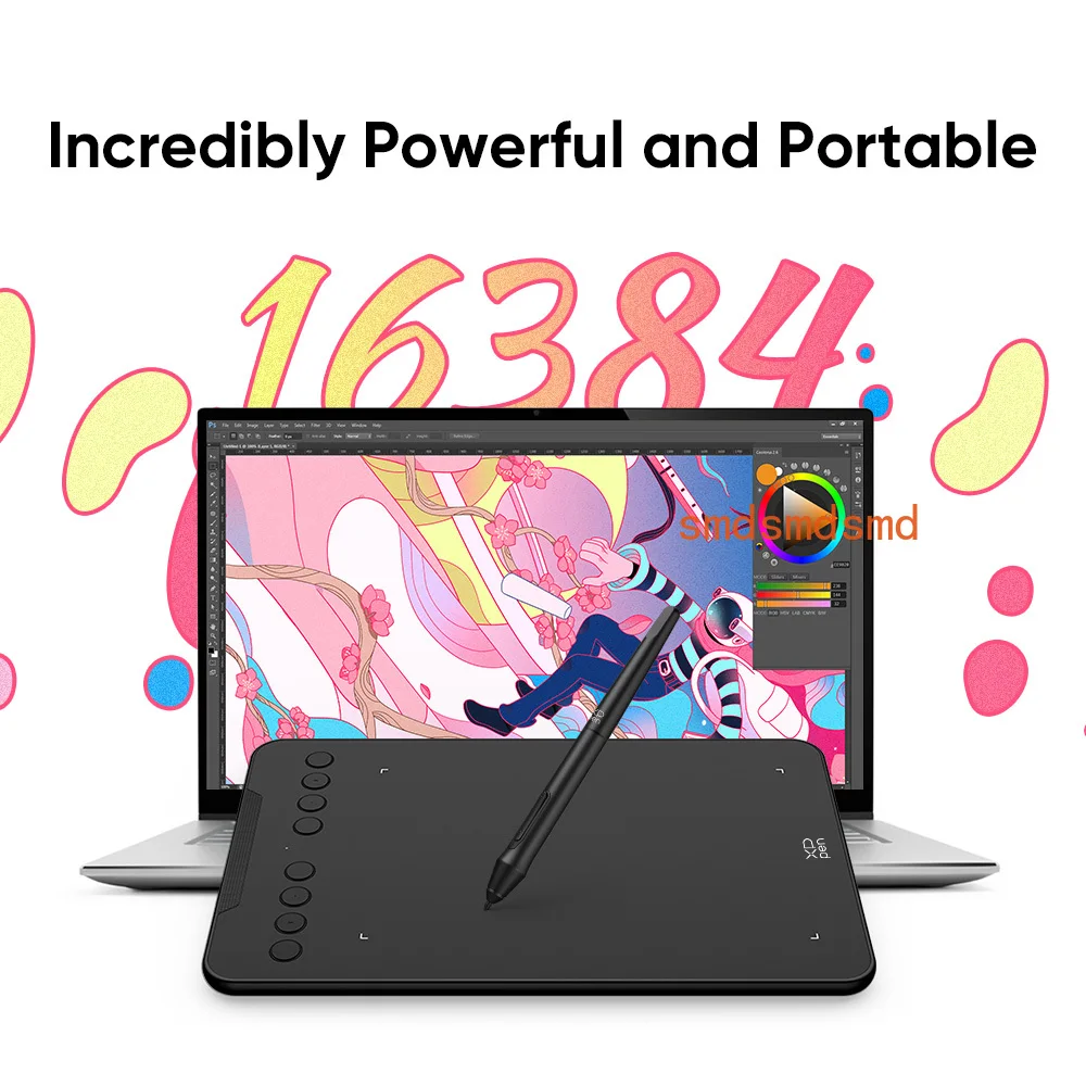 7x4 inch Graphics Tablet 8 Express Keys 16384 Level Battery-free Digital Drawing Pen Tablet Support Android Windows Ma