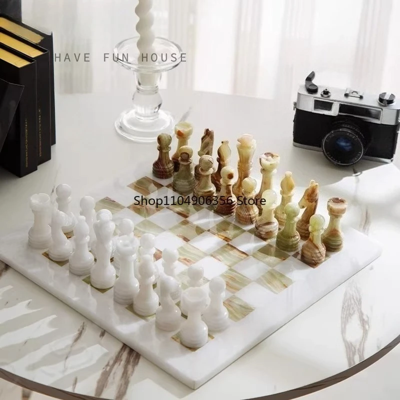 

for Jade chessboard handmade ornaments model room living room study desktop plaid chessboard ornaments