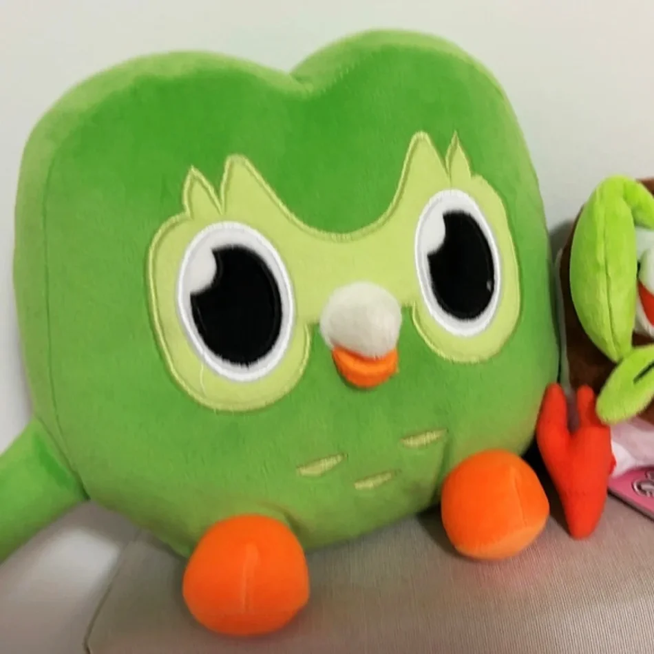 Juguete de peluche de búho Duolingo verde, Duo Plushie Of Duo The Owl, muñeco de búho de dibujos animados de Anime, Animal relleno suave, juguete para niños, regalo de cumpleaños