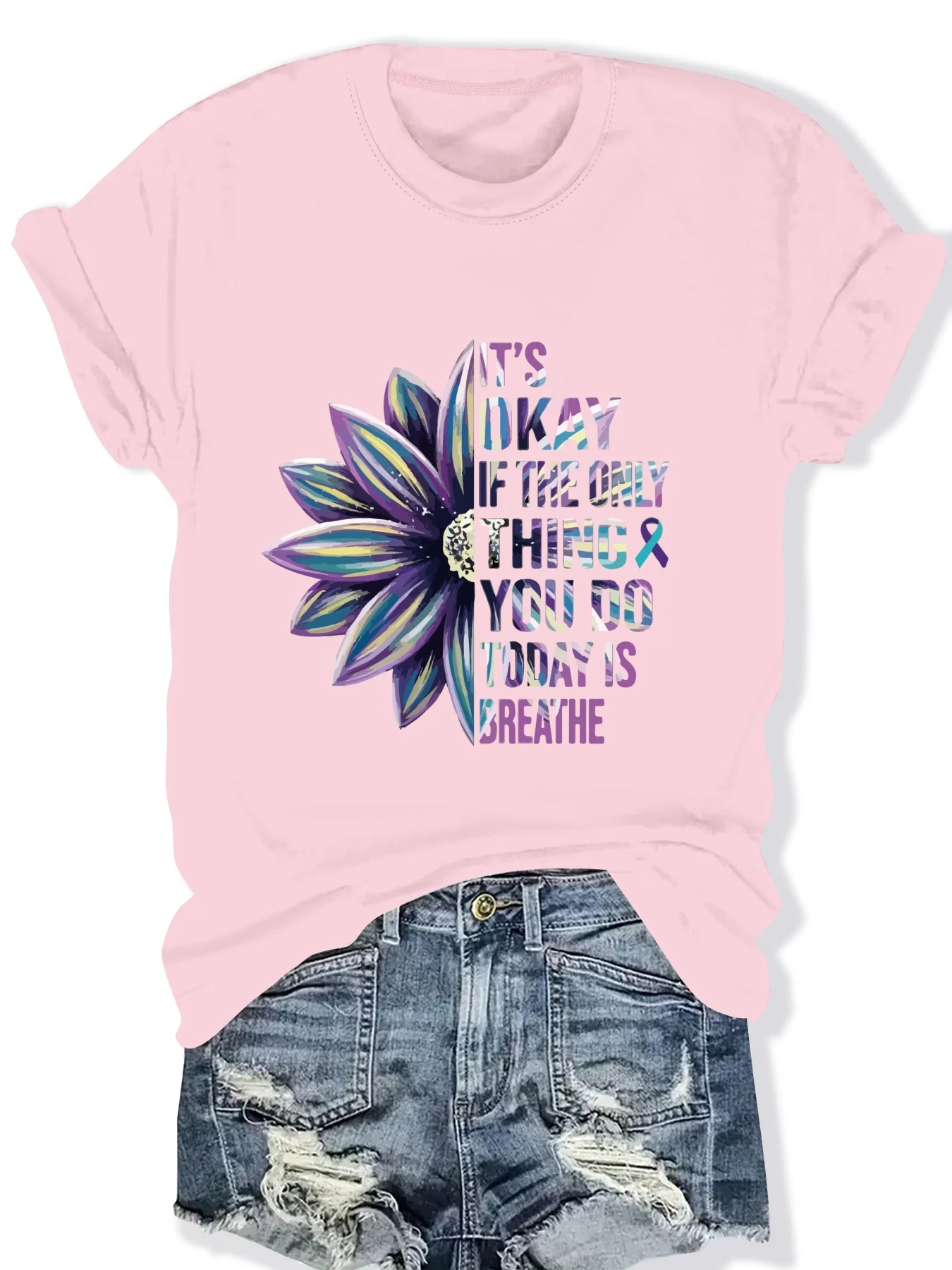 

Fashionable Floral Pattern Print round Neck Short Sleeve Top for Women Stylish Casual Women's T-Shirt