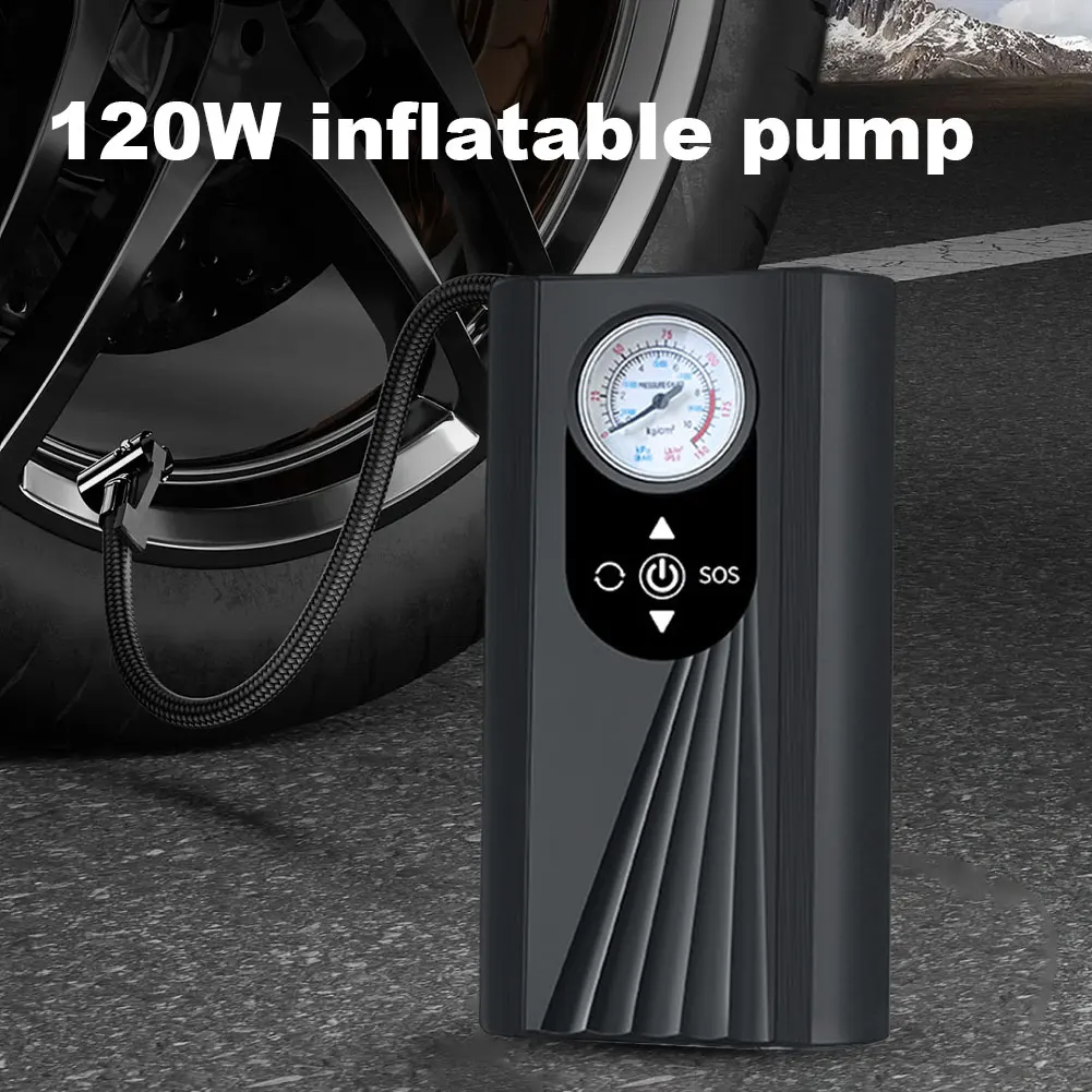 Car Air Pump Electric Air Compressor Portable Mini Self Propelled Tire Pump Handheld Wireless Digital Display Charging Pump