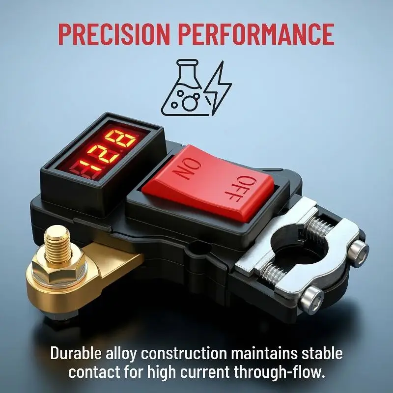 Car Battery Disconnect Switch With Digital Voltage Display 12V 24V Universal Heavy Duty Master Power Cut Off Switch