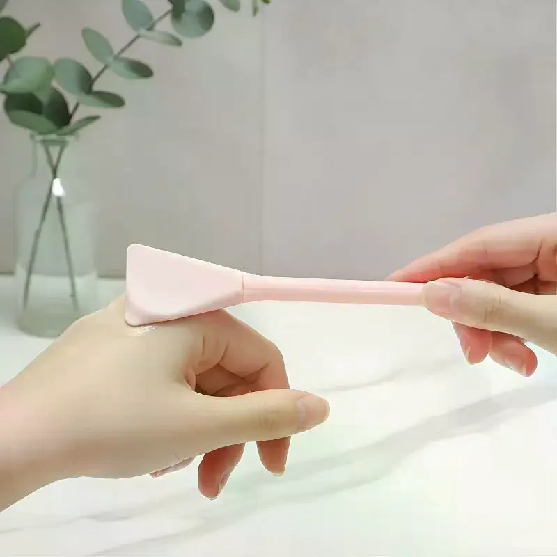 Double Head Dual-use Facial Mask Brush Silicone Facial Mask Stick With Scoop Facial Beauty Tool