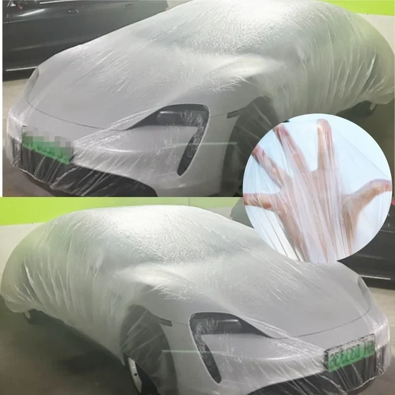 Portable Disposable Plastic Clear Car Cover Full Body Shield Dust Rain Snow Protection For Multiple Different Car Models