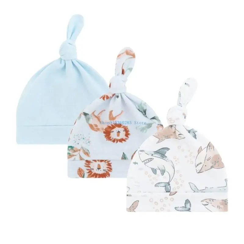 K9FF قبعات الجنين حديثي الولادة قبعة معقودة عصرية غطاء رأس دافئ هدية أغطية الرأس #4