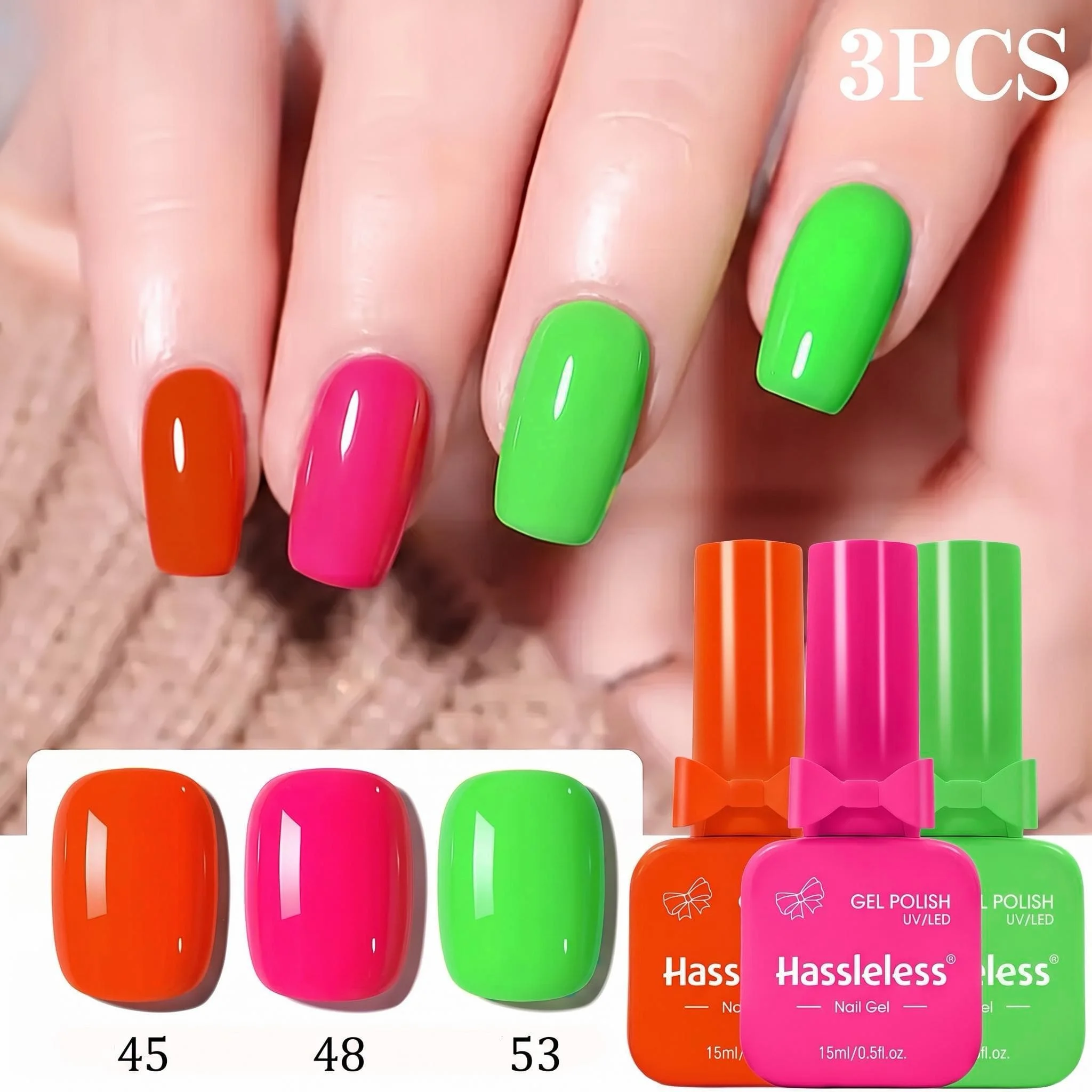 Nail Art Orange - Hassleless 3-Piece Gel Nail Polish Set