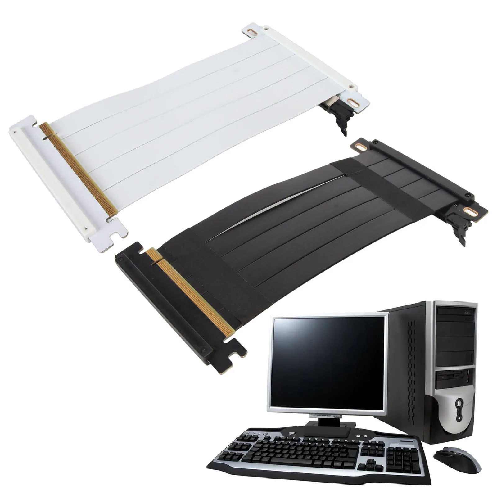 

PCIE 4.0 X16 Riser Cable High Speed GPU Extension Cable Prevent Interference Flexible for RX 7800 XT for RX 7500 for RTX 4060