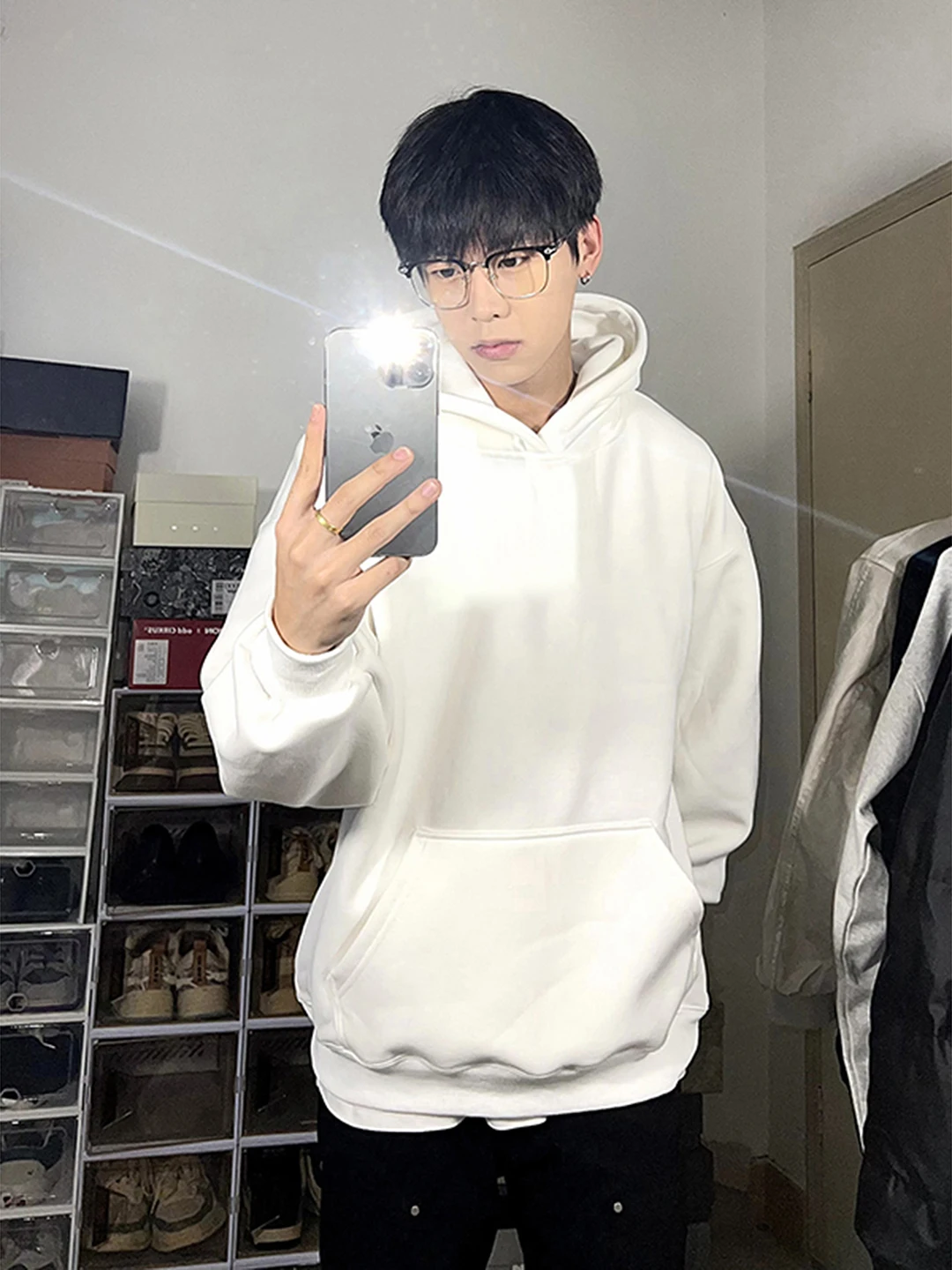 سترة بغطاء للرأس ثقيلة الوزن للرجال من Cleanfit للخريف ماركة Faion صلبة وقاسية على شكل زهرة بيضاء ey American Sle سترة كاجوال... #4