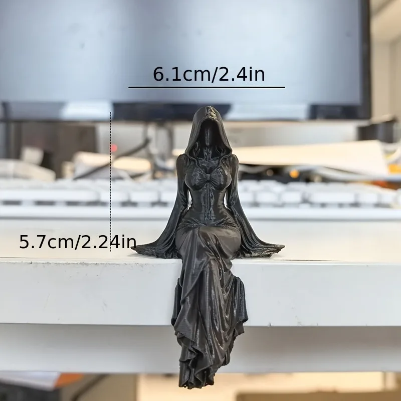 Statue Of Lady Reaper Desktop Ornament Mysterious Female Sitting Posture Dark Model Handicrafts Home Office Desk Decoration Gift