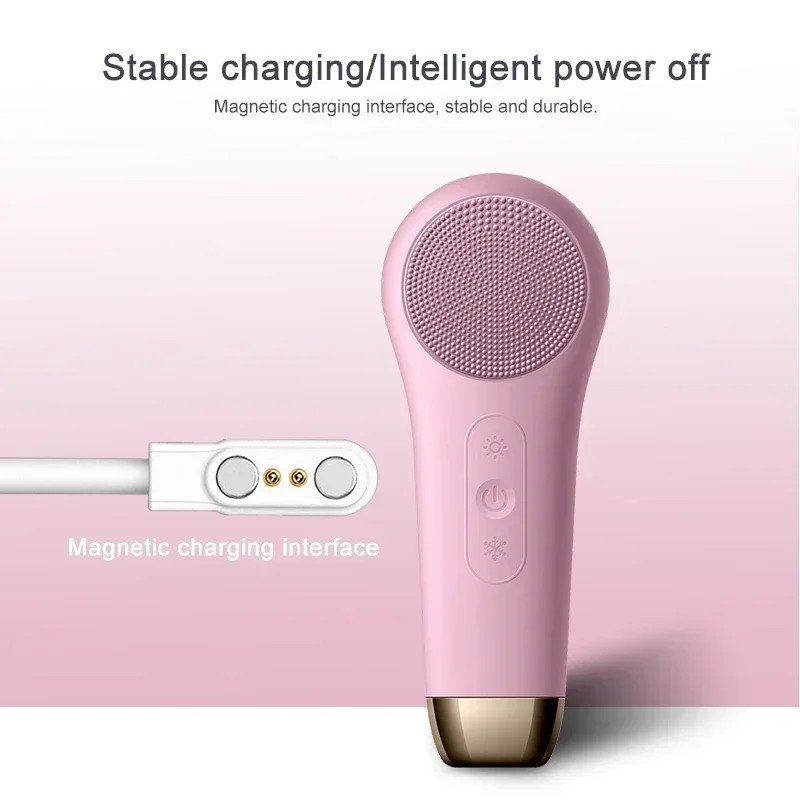 Electric Silicone Facial Cleaning Brush Face Cleanser Wash Machine Skin Pore Blackhead Remover 45℃ Skin Massager Facial Cleanser