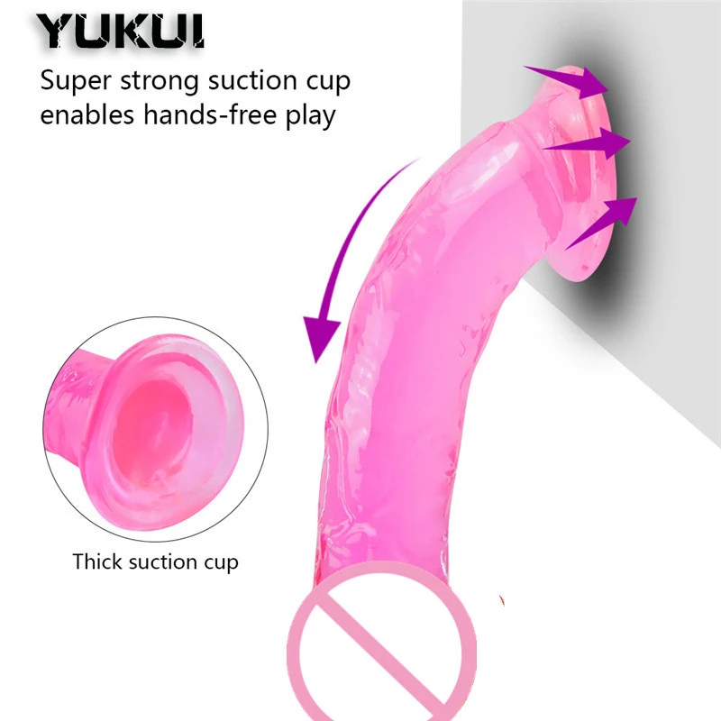 Erotic Soft Jelly Dildo Sex Toys for Woman Couples Anal Butt Plug Realistic Penis Strong Suction Cup Toy for Adult G-spot Orgasm