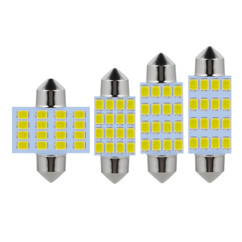 20pcs Car LED Festoon 31mm 36mm 39mm 41mm Auto License Plate Reading Light Bulb Dome Lamp 16SMD 2835 White DC12V