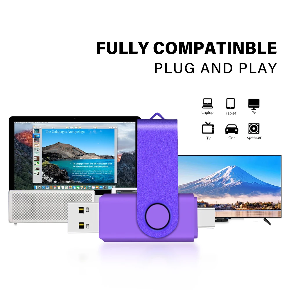 TYPE-C USB 2.0 Flash Drive 128GB Pen Drive 64GB Gratis Gantungan Kunci Stik Memori Hadiah Bisnis Kreatif Flashdisk Merah Dapat Diputar Cle