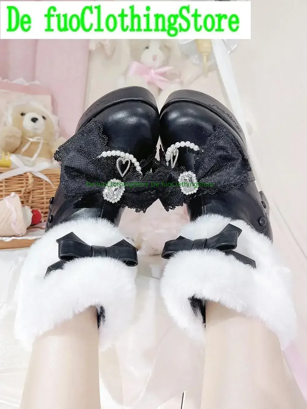 日本の新作ハイヒールブーツ マインシリーズ 量産ショートブーツ ラインストーン スイートガール レディース Y2K ヘアリーブーツ