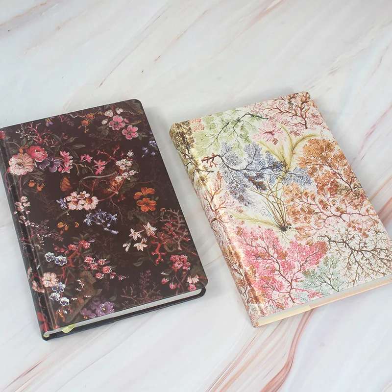 Bourne floral cover notebook vintage color horizontal line inner page with illustration diary student notepad