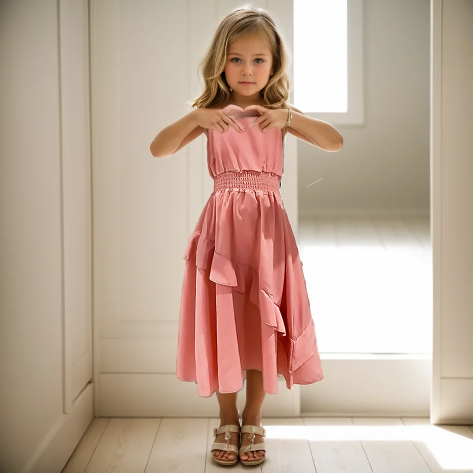 Girls Summer Dress Sleeveless Dress For Girl Solid Color Kids Girls Dress Teenage Kids Clothing 6 8 10 12 14