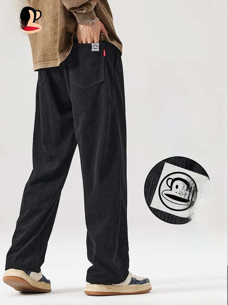 

PaulFrank Comfortable Corduroy Fce Lined Straight Leg Men's Casual Pants Autumn Winter Warm Trousers Wide Leg Pants