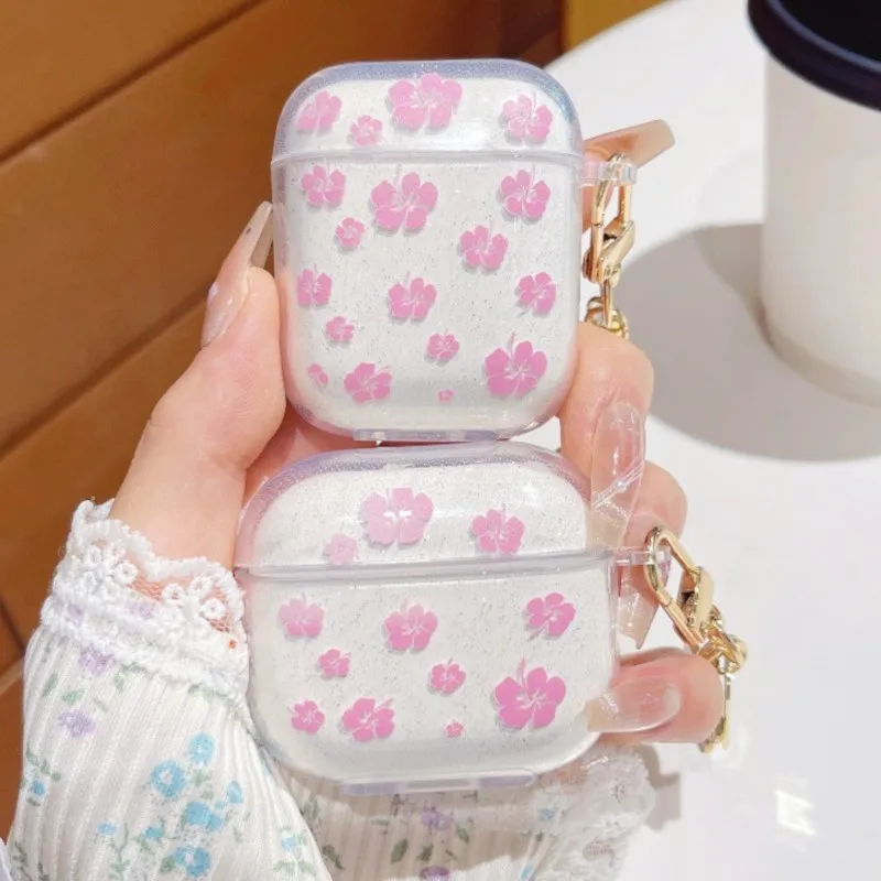 Подходит для AirPods Pro, защитный чехол для наушников Ins Flower для Apple, чехол для наушников AirPods 1/2 с подвеской