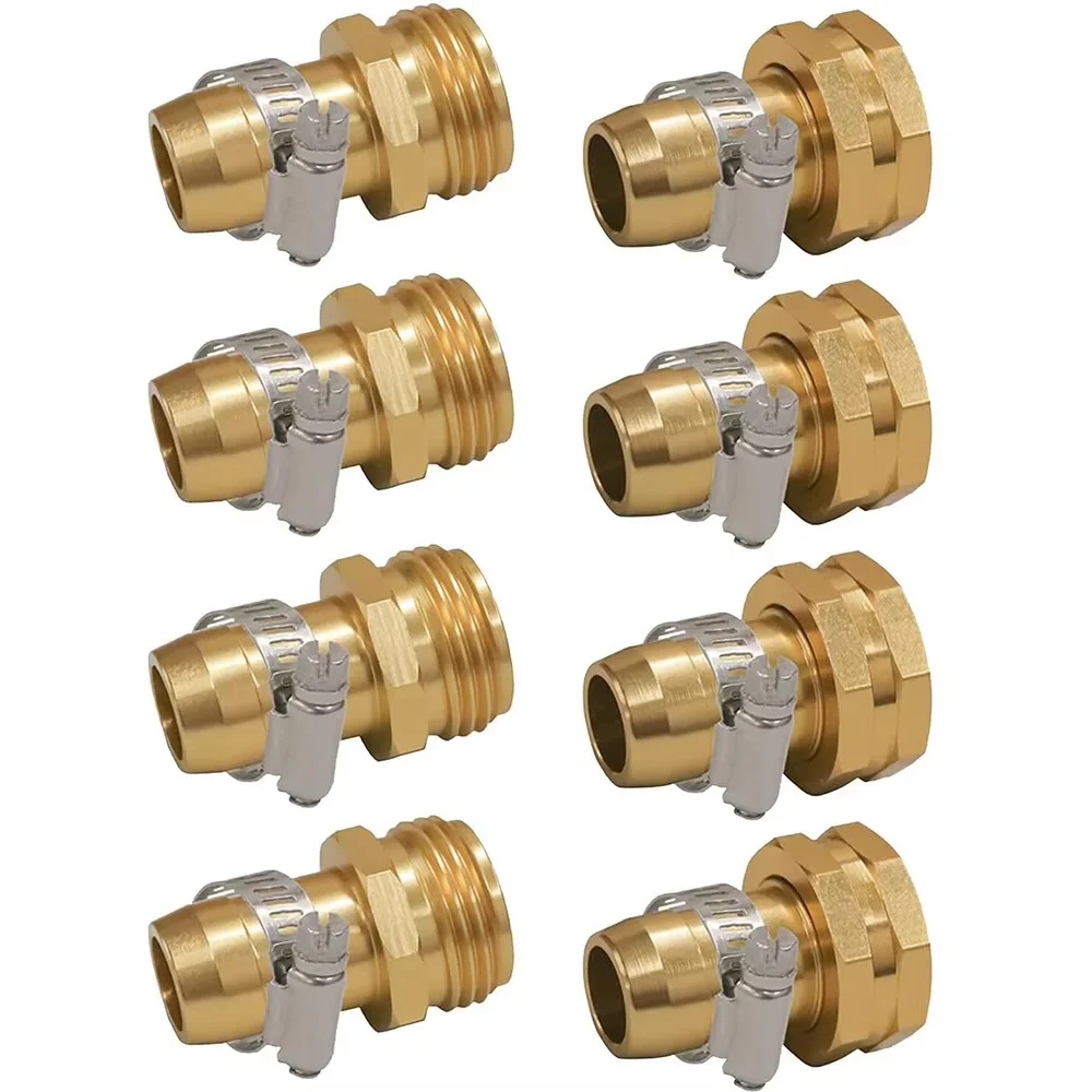 Garden Hose Repair Connector with Clamps, Fit for 3/4
