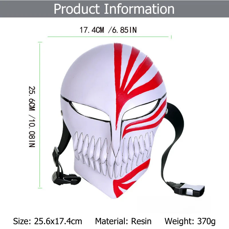 أنيمي بليتش كوروساكي برمجة قناع تأثيري الدعامة Ichigo أقنعة جوفاء هالوين زي حفلة سميكة مادة الراتنج جودة عالية