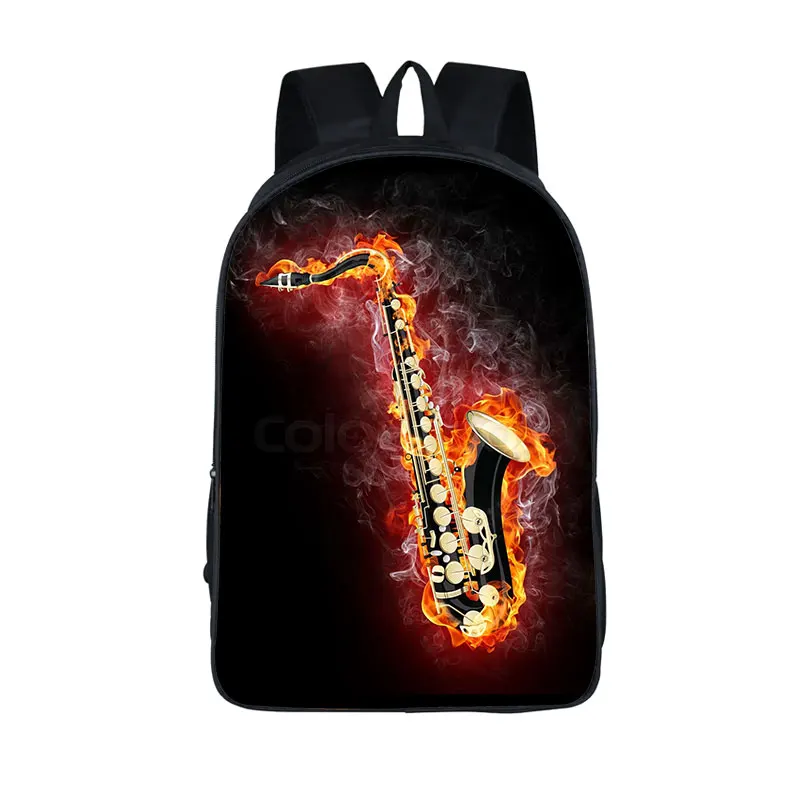 Ransel Laptop instrumen musik, ransel untuk perjalanan, tas punggung pecinta musik Jazz klasik, ransel Laptop, hadiah tas buku remaja