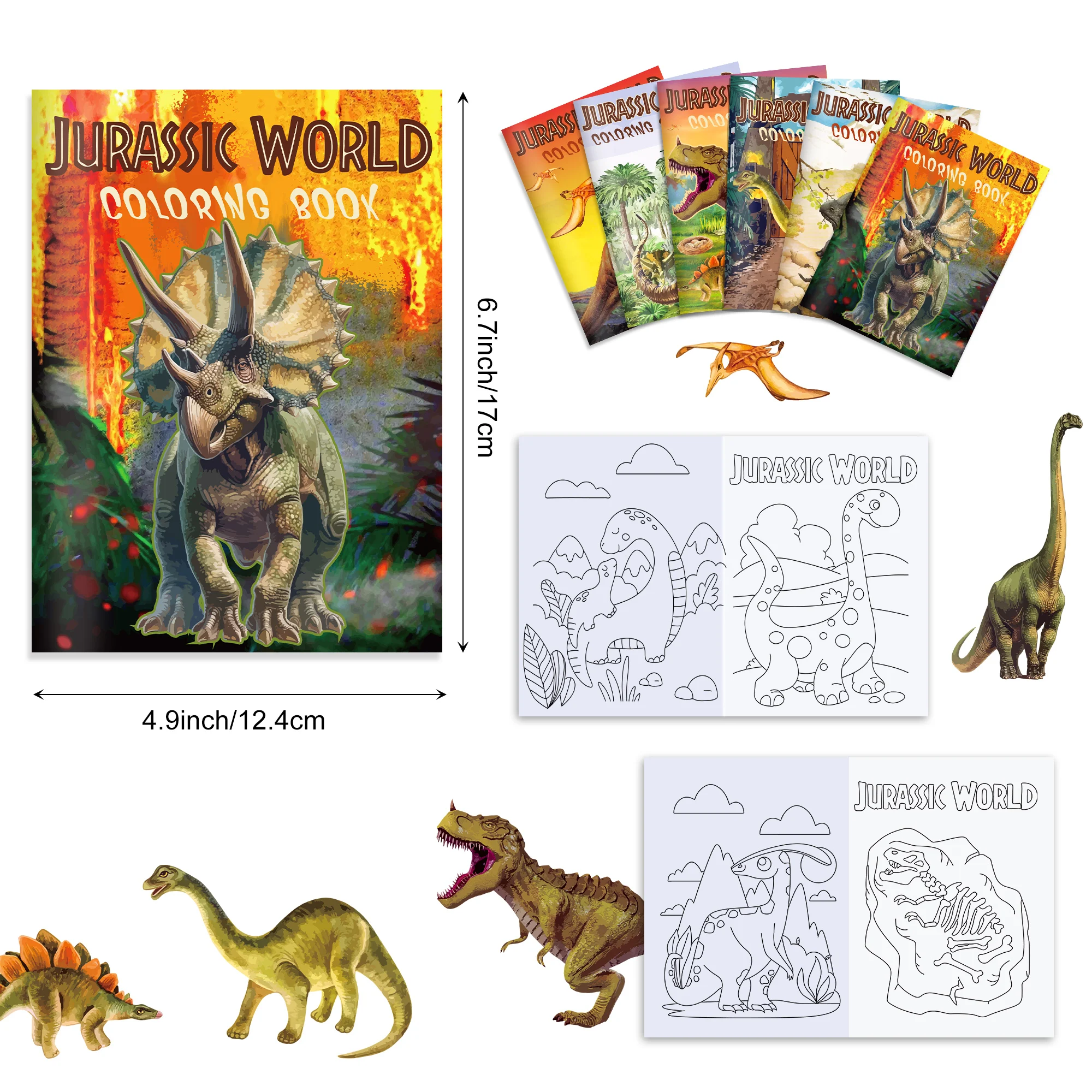 6/12/24pcs Dinosaur Theme Graffiti Drawing Painting Books DIY Coloring Picture Books For Birthday Gifts Birthday Party