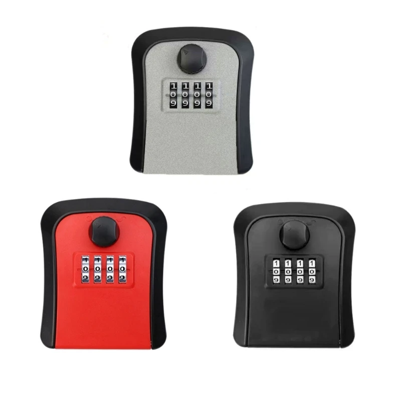 

2024 New Key Lock Box 4 Digit Combination Lockboxs Wall Mounted Key Safe Waterproof Outdoor Key Hider Box for Home Office Garage