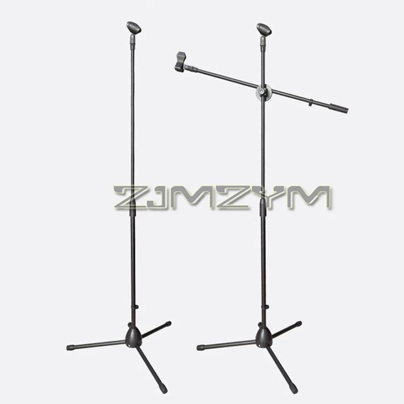 Metal Portable Live Streaming Stand Lift Telescopic Foldable Dual Wheat Design Microphone Floor Stand Stage Microphone Rack